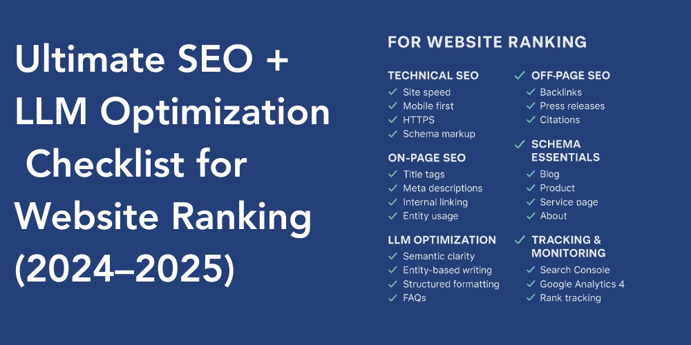 Ultimate SEO + LLM Optimization Checklist for Website Ranking (2024–2025)